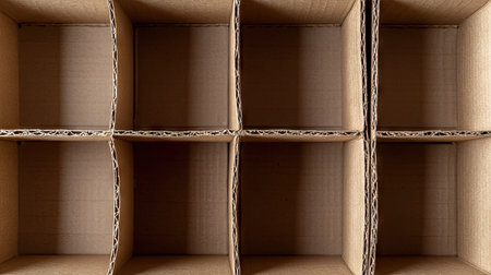 Close-up of a plain cardboard box with open flaps, isolated on a white background, ideal for moving, packaging, and shipping-related stock photosの素材