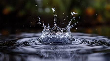 Water splashing and creating a clean, fresh abstract effect against a black background, perfect for modern, energetic photography compositionsの素材