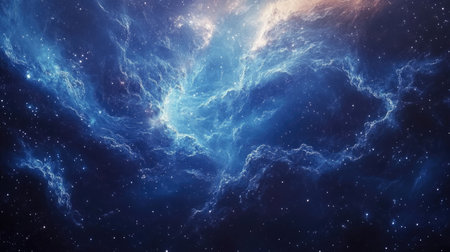 Abstract cosmic background with swirling galaxies and stars.の素材