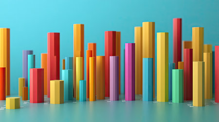 3D column chart with labels and axis, showing a clear data comparison.の素材
