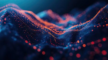 Rotating 3D graph with dynamic elements, representing real-time data analysis.の素材