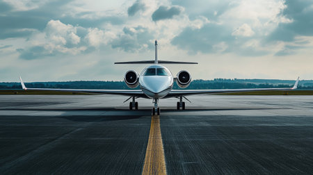Private Jet is on runwayの素材