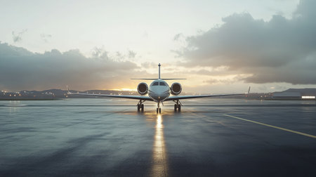 Private Jet is on runwayの素材