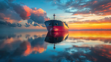 transportation of lpg gas tanker ship against beautiful sky -の素材