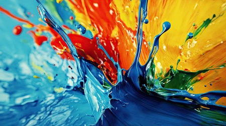 Vibrant abstract splash of paint creating a dynamic and energetic composition.の素材