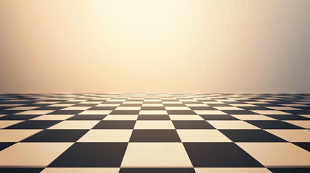 A stunning checkered floor design featuring a unique black and white pattern. This minimalist backdrop creates a modern aesthetic perfect for artistic presentations.の素材