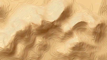 This abstract topographic background features smooth wavy lines in warm tones, creating an aesthetic blend of nature and design suitable for various projects.の素材