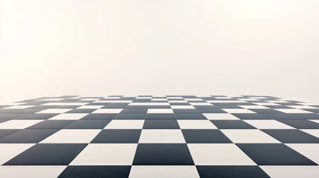 A striking checkerboard pattern on a minimalist background creates a sense of depth and perspective. Ideal for abstract or design projects.の素材