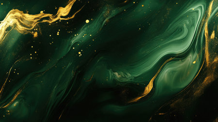 This elegant abstract background features a blend of rich green and luxurious gold tones, creating a stunning visual appeal perfect for various creative projects.の素材