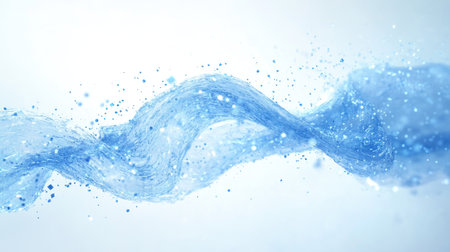 Beautiful abstract representation of a flowing blue water wave, showcasing motion and fluidity. Perfect for backgrounds and themes of nature and tranquility.の素材
