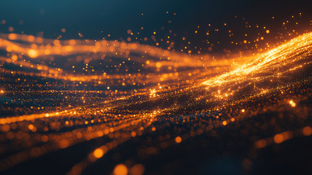 A mesmerizing abstract background featuring glowing particles flowing in waves of light and color, creating a captivating visual experience.の素材