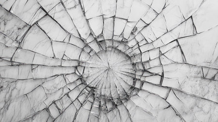 Intricate crack patterns on a marble surface, creating a striking abstract design. Perfect for backgrounds or architectural visuals, conveying elegance.の素材