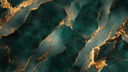 Stunning green marble with golden veins creates an elegant backdrop perfect for designs, wallpapers, or artistic projects, embodying luxury and sophistication.の素材
