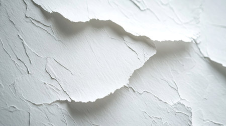 A soft white paper texture background showcasing delicate creases and torn edges, ideal for creative projects, art presentations, and minimalistic designs.の素材