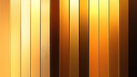 This abstract background features golden vertical stripes with a smooth texture, creating a warm and luxurious feel. Perfect for various design projects.の素材