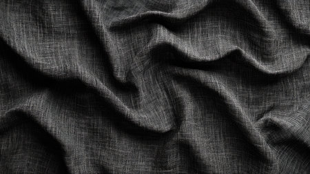 Close-up view of elegant textured fabric showcasing intricate patterns and natural folds. Perfect for use in backgrounds, apparel design, or interior decor projects.の素材