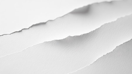A high-quality image showcasing a textured white paper background with artistically torn edges, perfect for design projects needing a clean, minimalistic aesthetic.の素材