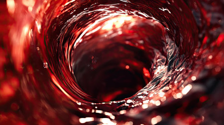Close-up of a wine glass with a swirling red wine, capturing the motion and depth. -の素材