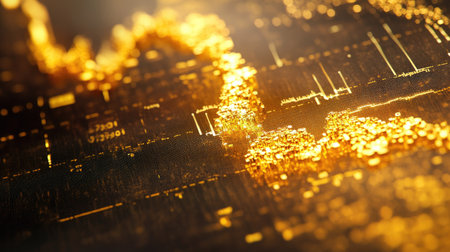 Detailed view of a financial chart displaying gold prices, with annotations and markers.の素材