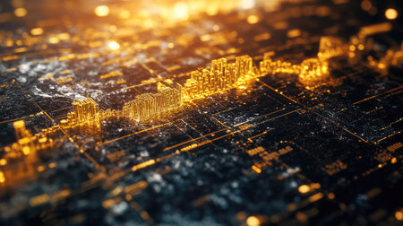 Detailed view of a financial chart displaying gold prices, with annotations and markers.の素材
