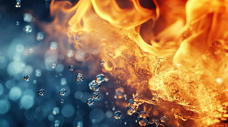 Abstract background with a mixture of fire and water -の素材