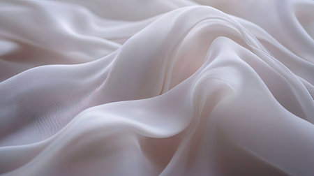 Close-up of soft, elegant fabric draping and flowing gently in a serene background. -の素材