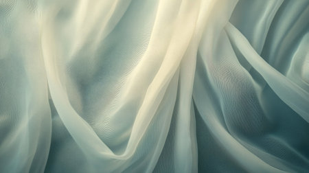 Close-up of soft, elegant fabric draping and flowing gently in a serene background. -の素材