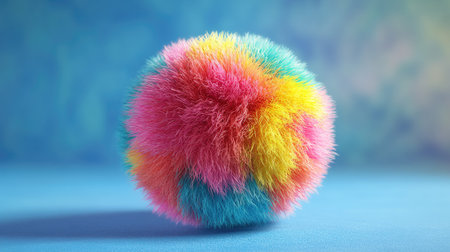 Fluffy 3D ball with an intricate, plush texture in bright, vivid colors. -の素材