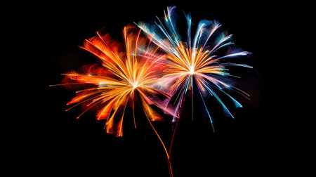 Fireworks on black Backgroundの素材