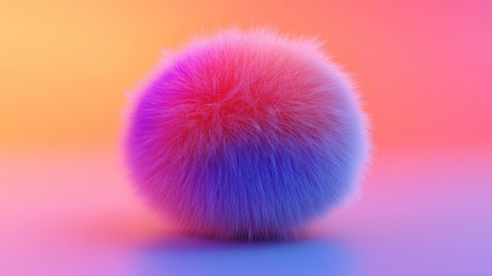 Fluffy 3D ball with a dense, plush texture in high detail and vibrant color.の素材