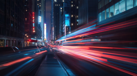 Motion speed lighting in the cityの素材