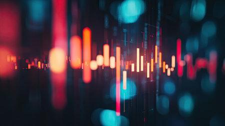 Stock market or forex trading graph and candlestick chart suitable for financial investment concept. Economy trends background for business idea and all art work design. Abstract finance background.の素材