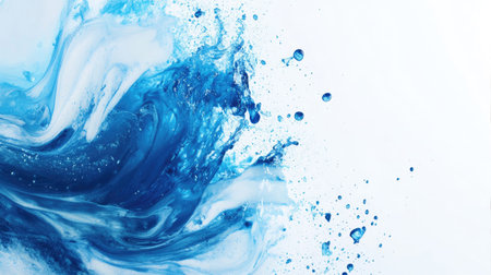 White background with abstract blue splashes swirl -の素材