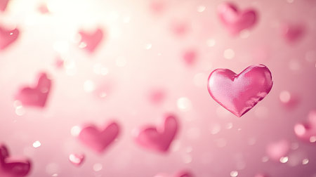 A dreamy pink hearts background, with soft, sweet hearts floating across a light pink canvas, ideal for Valentine's Day or Mother's Day designs. -の素材
