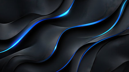Abstract dark grey background with blue metallic curves weaving across. A contemporary and luxury design ideal for futuristic text and vector illustrations. -の素材