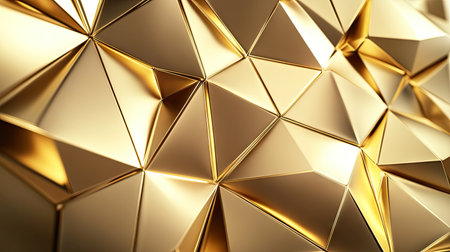 Abstract geometric background in gold, featuring polygonal elements and a shiny, modern look for high-quality vector illustrations.の素材