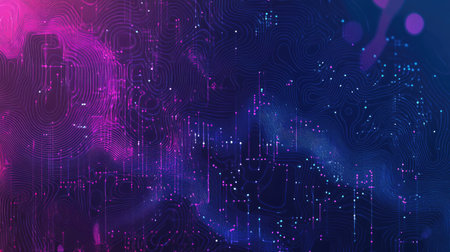 Abstract vector illustration of Big Data on a futuristic tech background. Hand-drawn design focusing on data mining and management. Ideal for banners, presentations, and tech graphics. -の素材