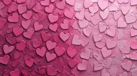 Charming pink hearts background for love-themed designs, ideal for Valentine's Day or Mother's Day, with a pattern of sweet hearts in various shades of pink.の素材