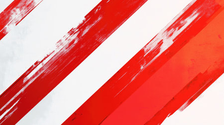 Bold red and white stripes on a gradient white background, creating a striking abstract pattern. Ideal for vibrant and modern design applications and promotional uses.の素材