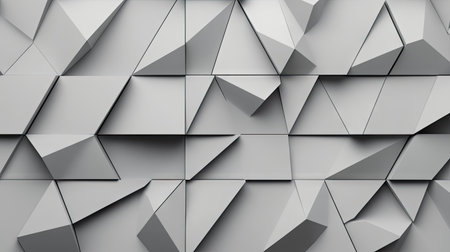 Geometric seamless texture of triangles with dimensional shadows, providing a modern and versatile background for digital use.の素材