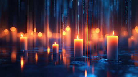 Glowing 3D candlestick chart with a blue background. Represents financial data and market analysis with a modern, sleek design. Perfect for business and trading visuals. --の素材