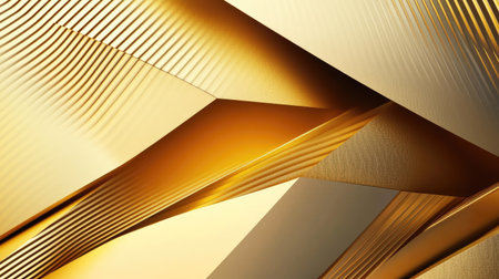 Modern abstract background featuring golden geometric shapes with a smooth golden gradient, ideal for premium and luxury-themed designs. -の素材