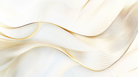 Modern vector illustration of luxurious golden lines on a pristine white background, showcasing a sleek and high-end abstract design.の素材
