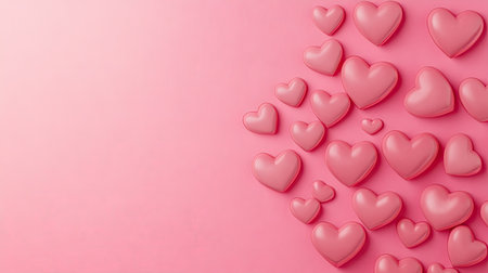 Pink background with sweet, whimsical hearts, ideal for a Valentine's Day or Mother's Day theme, creating a warm and affectionate design.の素材