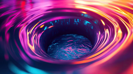 Modern art background featuring a sinkhole with vibrant neon stripes and techno theme. Ideal for advertisements, website banners, and unique product package designs.の素材