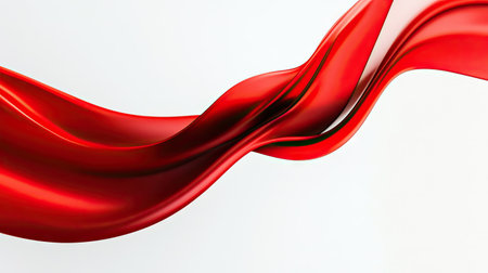 Smooth and elegant red curve on a white background, creating a refined and modern look. Ideal for use in graphic design, presentations, and high-impact visuals.の素材