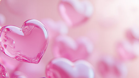 Pink sweet hearts background, ideal for Valentine's Day or Mother's Day, with a gentle arrangement of hearts on a light pink backdrop, conveying warmth and love.の素材