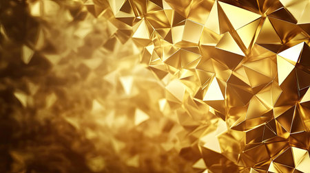 Shimmering gold geometric polygonal abstract background, featuring a dynamic and luxurious design for sophisticated vector illustrations.の素材