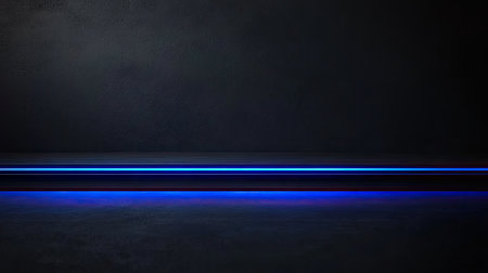 Sophisticated dark grey backdrop with radiant blue light lines and smooth shadow effects, perfect for a high-end and modern look.の素材