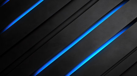 Elegant dark grey backdrop featuring bold blue light lines and subtle shadows, creating a luxurious and stylish visual effect.の素材